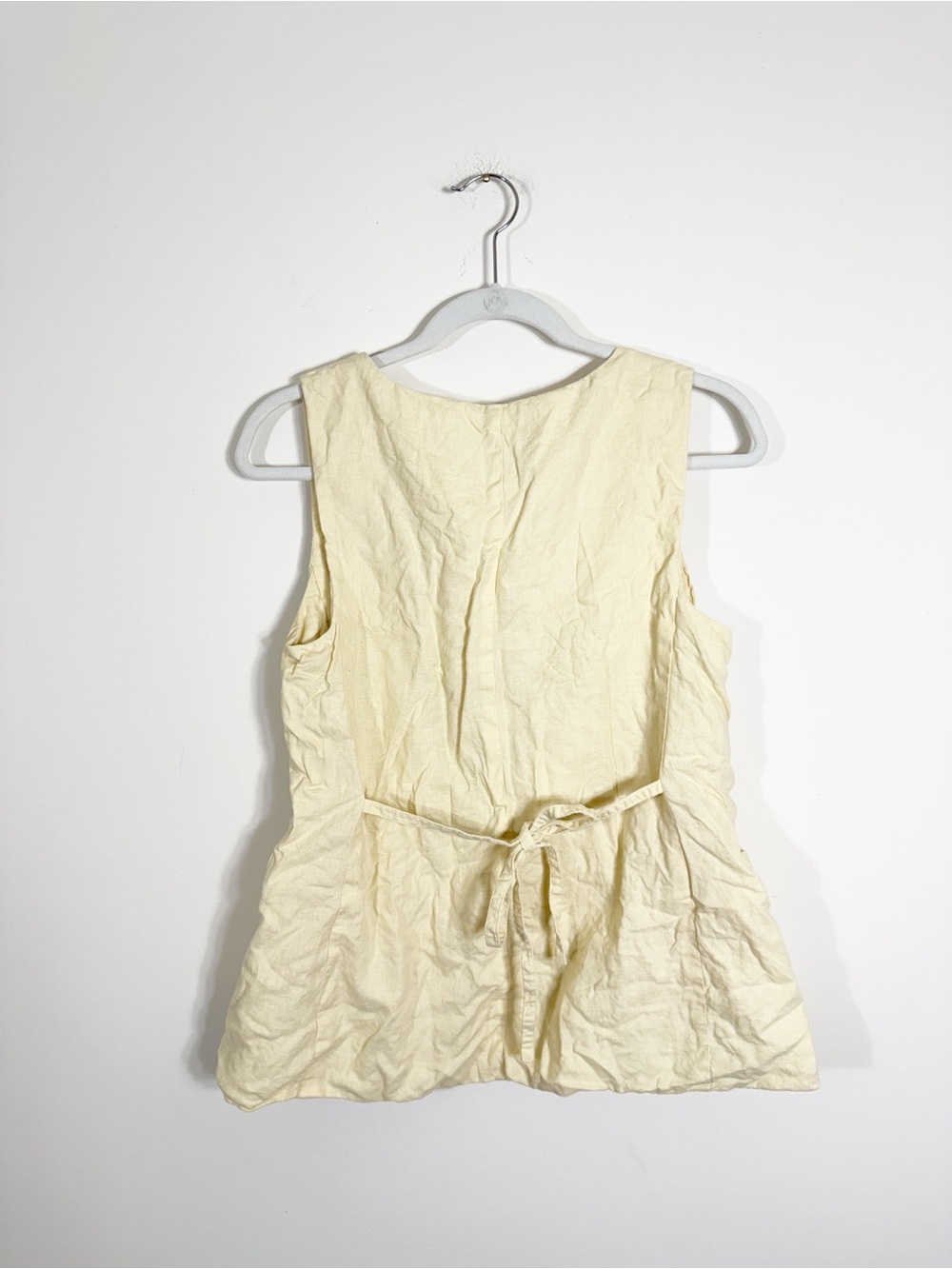 LOFT Square Neck Butter Yellow Linen Blend Sleeveless Top Medium - Picture 3 of 5